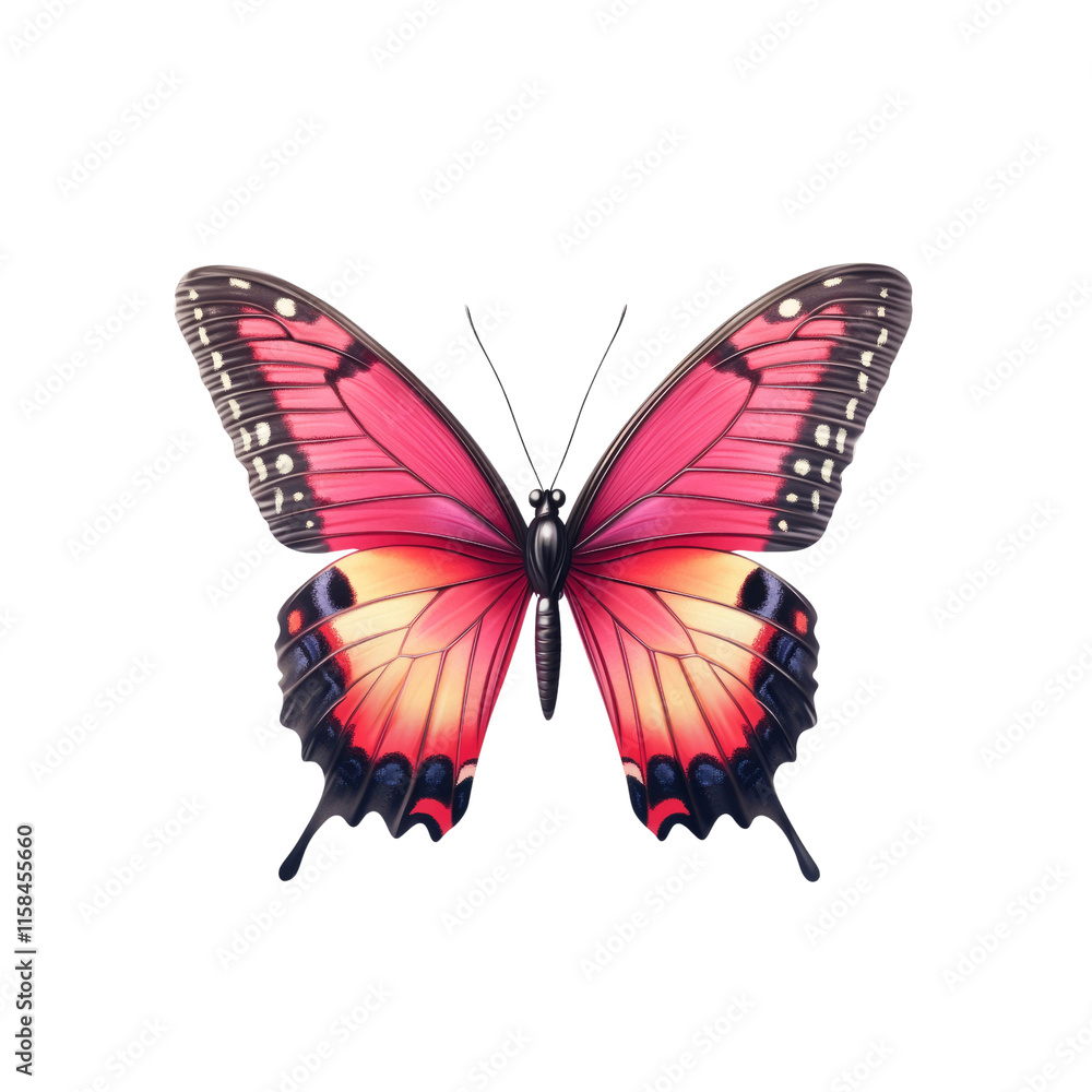 Vivid Pink Butterfly with Black Markings on a Black Background Vivid Pink Butterfly with Black Markings on a Black Background