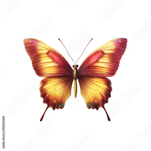 Majestic Golden and Red Butterfly A Vibrant Digital Illustration