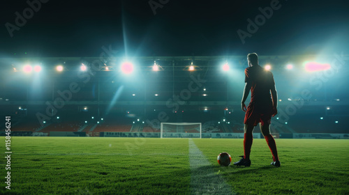 Football Player Preparing for Free Kick in Penalty Area