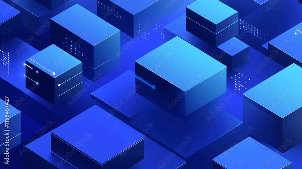 Abstract square big data perspective on blue background digital futuristic modern hi-tech space Abstract square big data perspective on blue background digital futuristic modern hi-tech space