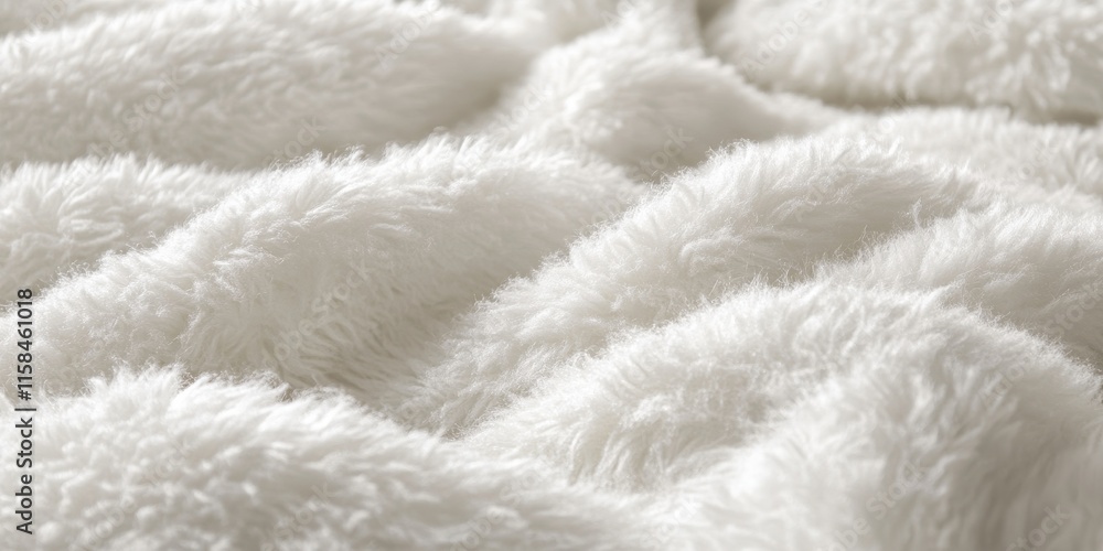 Zoomed in view of a collection of plush, white fabric resembling fluffy snow. It emphasizes the softness and texture of the snowy material, creating a cozy appearance. Zoomed in view of a collection of plush, white fabric resembling fluffy snow. It emphasizes the softness and texture of the snowy material, creating a cozy appearance.