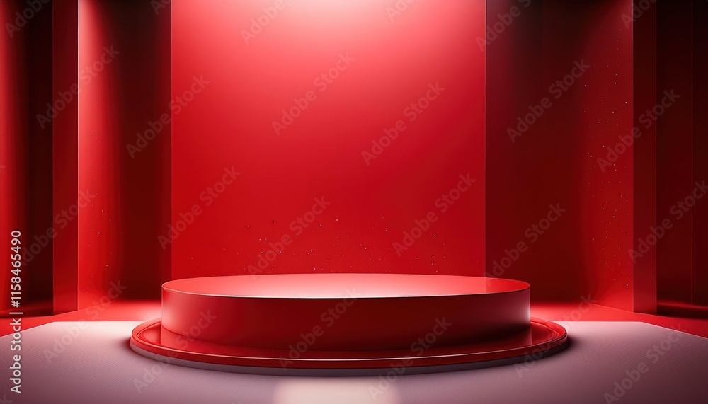 Minimalist Red 3D Podium with Smooth Surfaces for Modern Presentations Minimalist Red 3D Podium with Smooth Surfaces for Modern Presentations