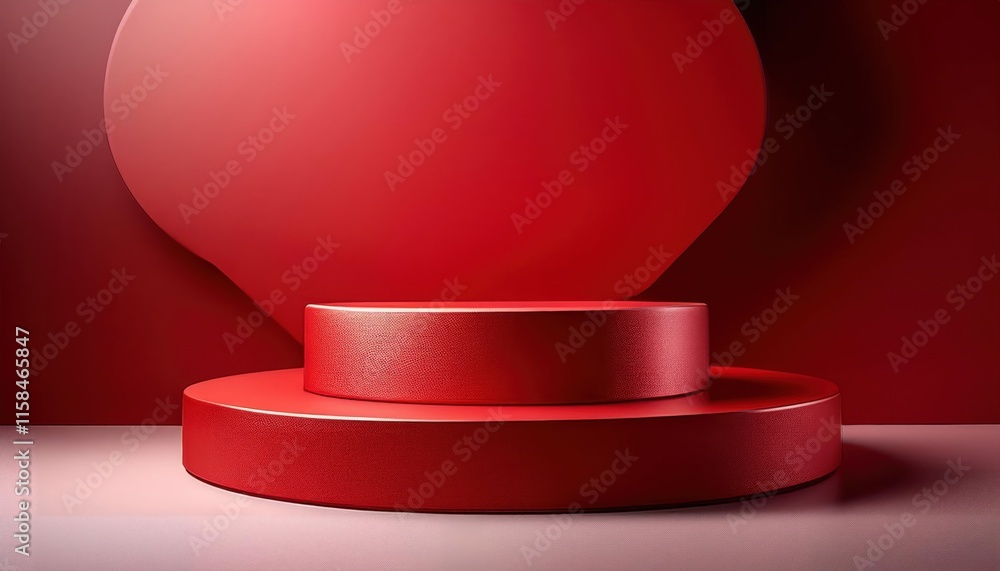 Minimalist Red 3D Podium with Smooth Surfaces for Modern Presentations Minimalist Red 3D Podium with Smooth Surfaces for Modern Presentations