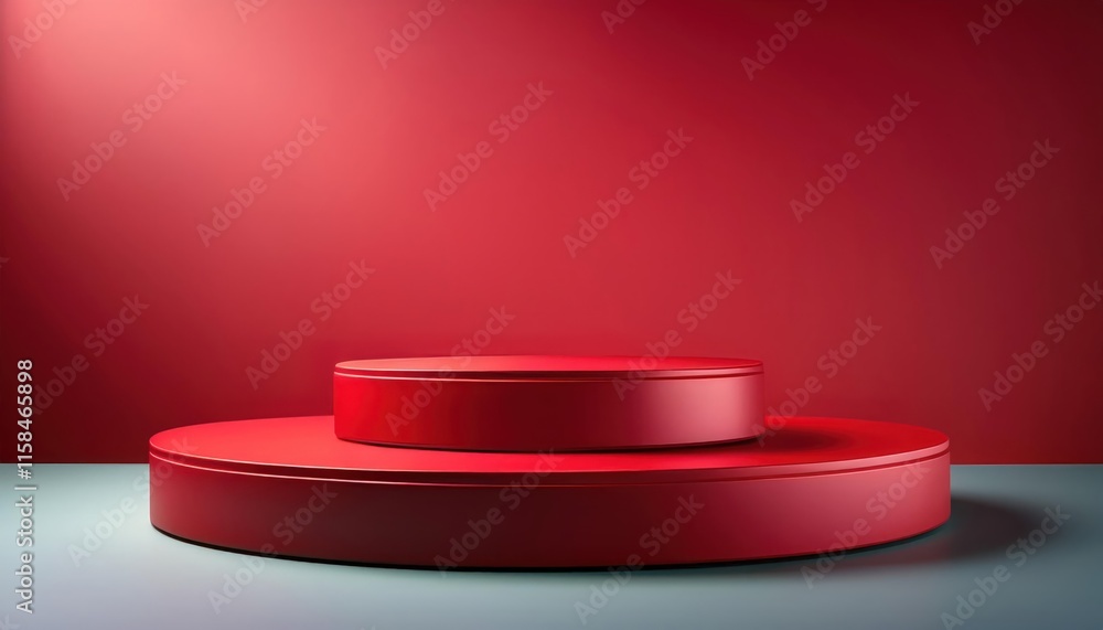 Minimalist Red 3D Podium with Smooth Surfaces for Modern Presentations Minimalist Red 3D Podium with Smooth Surfaces for Modern Presentations