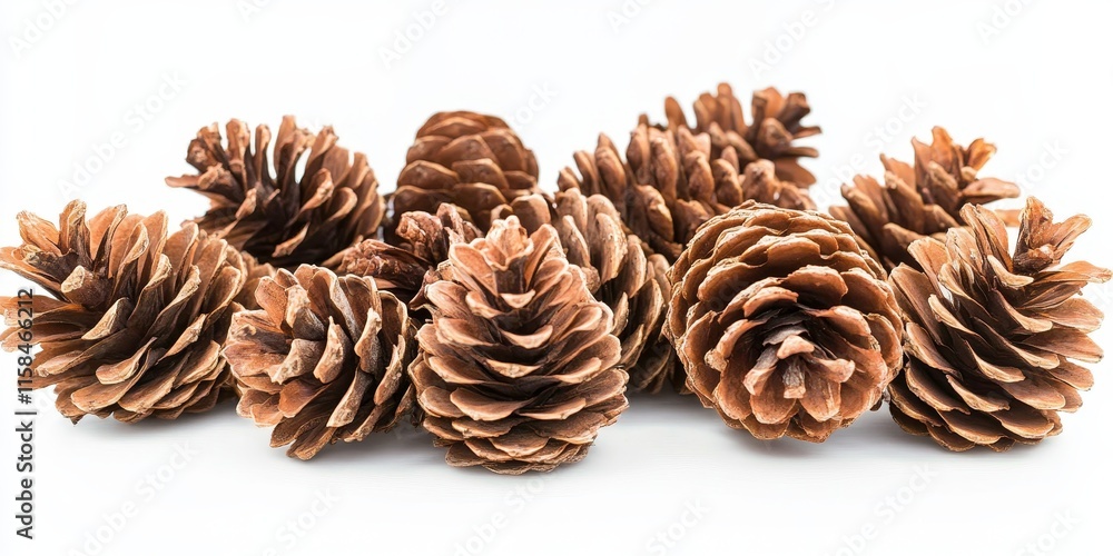 Pine cones are beautifully isolated against a white background, showcasing the intricate details of pine cones and their natural charm in a simple and clean presentation. Pine cones are beautifully isolated against a white background, showcasing the intricate details of pine cones and their natural charm in a simple and clean presentation.