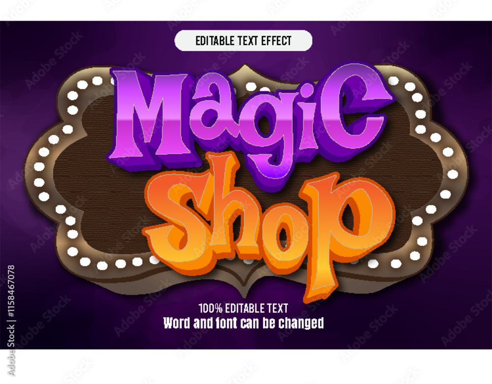 Fototapeta premium magic shop editable text effect 3d emboss cartoon