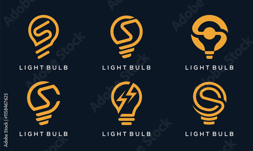 collection of letter S light bulb logo design graphic vector