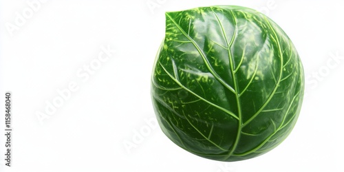 Isolated plastic green leaf in a ball shape on a white background. This plastic green leaf ball shape features a clipping path for easy integration into various designs. photo