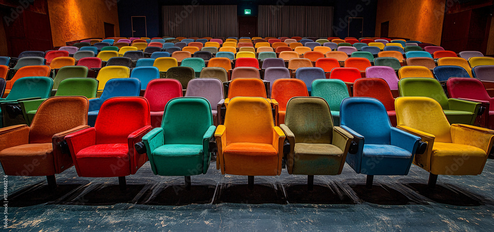 Fototapeta premium Rows of colorful chairs