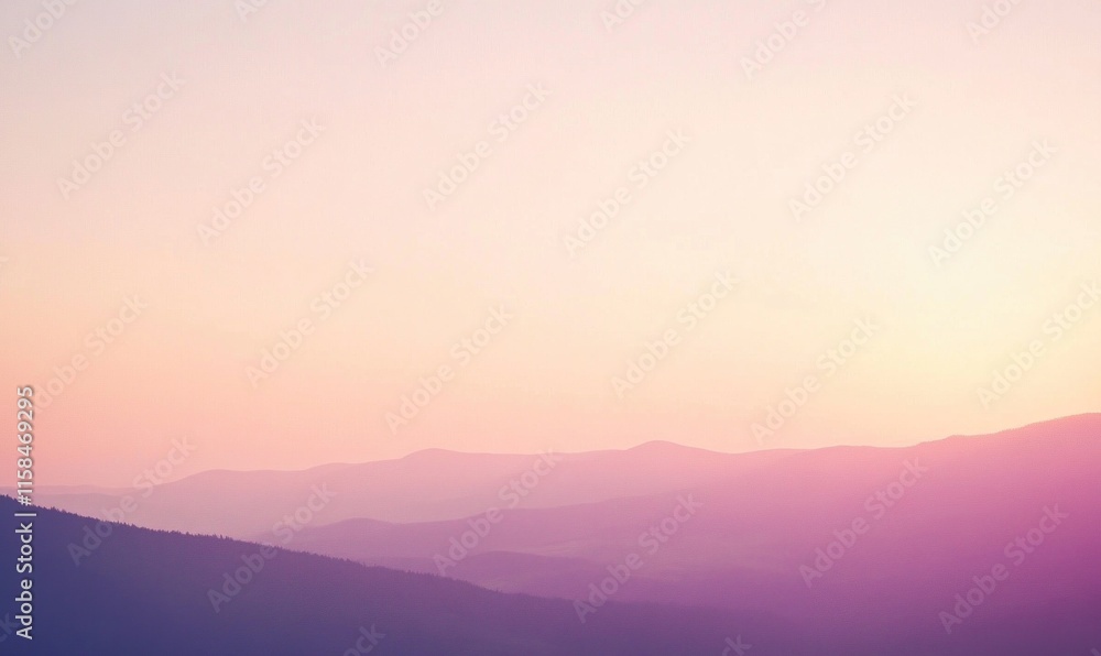 Gently rolling mountains blend into soft gradients as twilight envelops the serene landscape, creating a tranquil atmosphere Gently rolling mountains blend into soft gradients as twilight envelops the serene landscape, creating a tranquil atmosphere