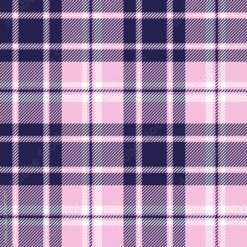 plaid tartan seamless repeat pattern. This is a pink navy blue white checkered plaid vector illustration. Design for decorative,wallpaper,shirts,clothing,tablecloths,wrapping,textile,fabric,texture