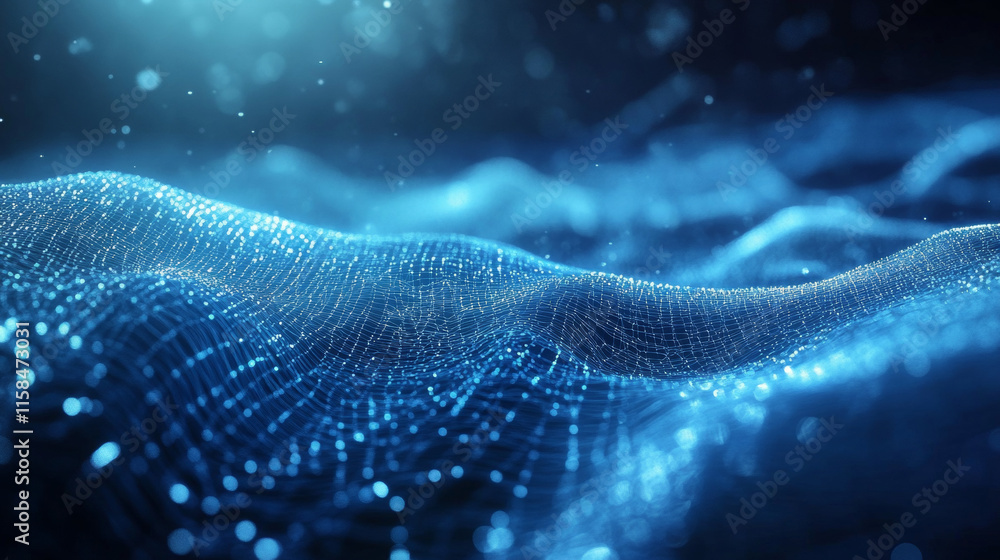 Blue abstract image that is futuristic with finger prints And digital wireframe concept. Theft detection Prevention of cyber threats That is using security systems by scanning the fingerprint.