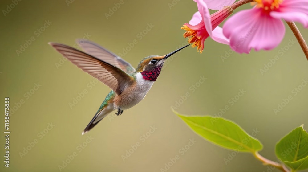 Naklejka premium hummingbird feeding on flower
