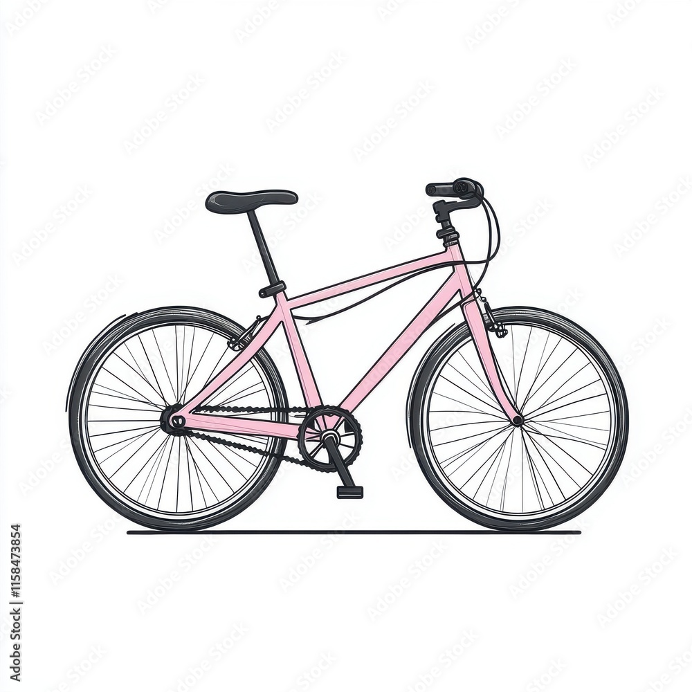 Obraz premium A stylish pink bicycle with sleek lines, perfect for urban commuting and casual rides.
