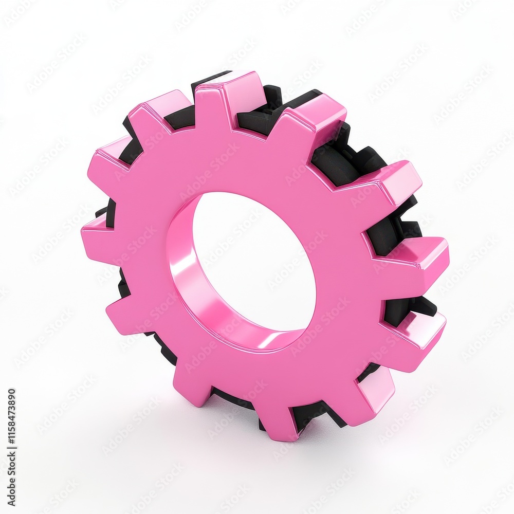 A vibrant pink gear with black accents, symbolizing creativity and innovation in design. A vibrant pink gear with black accents, symbolizing creativity and innovation in design.