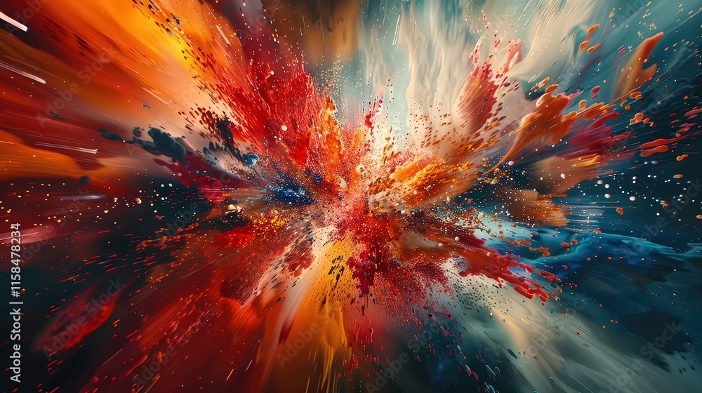 Fototapeta premium A vibrant explosion of abstract shapes bursting with energy and vitality.