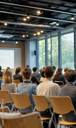 Wallpaper Mural Audience attending a presentation in a modern conference room. Torontodigital.ca