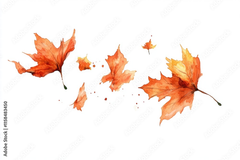 Falling Autumn Leaves Watercolor Falling Autumn Leaves Watercolor