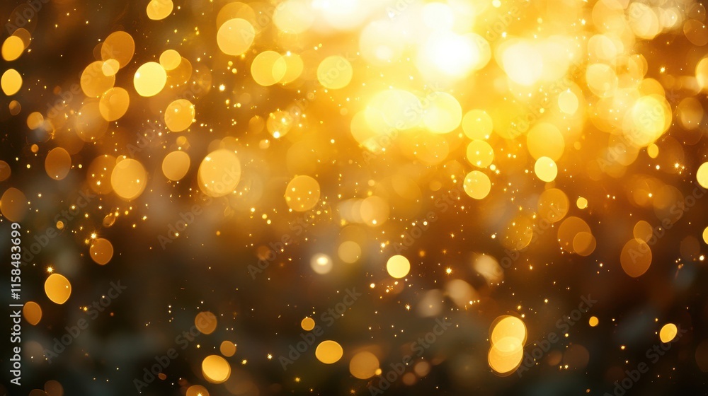 Warm yellow out of focus sparkle with glimmer on festive background Warm yellow out of focus sparkle with glimmer on festive background