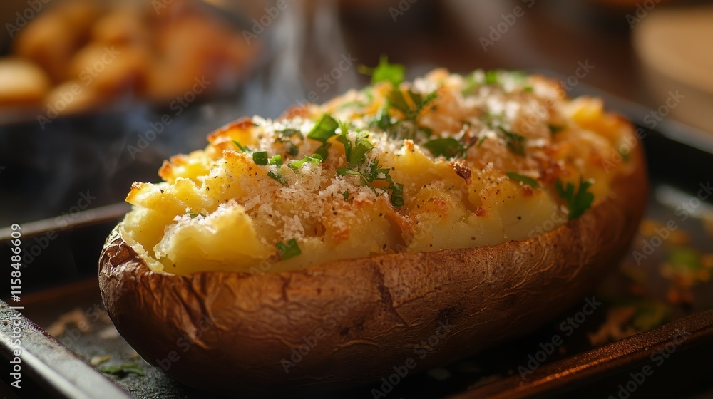 Delicious and fragrant, this hot baked potato boasts a lovely ruddy hue, perfect for those who crave a tasty treat. The enticing aroma of this baked potato adds to its appeal. Delicious and fragrant, this hot baked potato boasts a lovely ruddy hue, perfect for those who crave a tasty treat. The enticing aroma of this baked potato adds to its appeal.