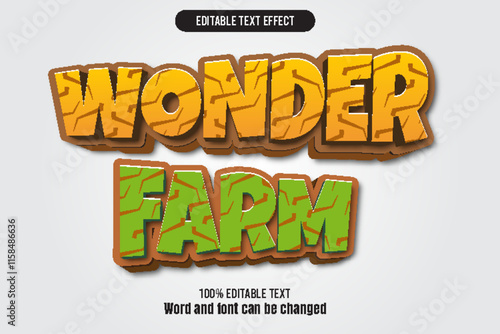 Wonder farm editable text effect 3d emboss cartoon