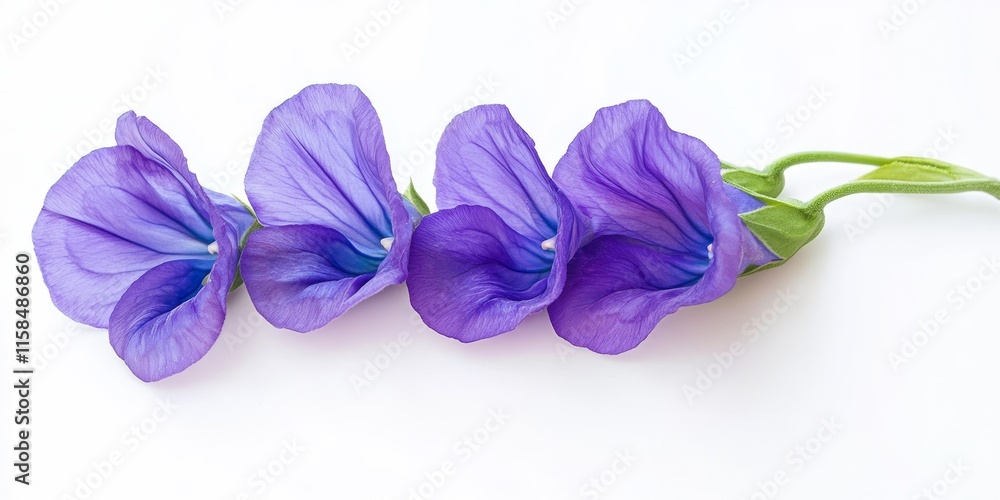 Butterfly pea flower displayed on a white background, showcasing the beauty of Clitoria ternatea L. This butterfly pea flower creates an elegant visual with ample copy space. Butterfly pea flower displayed on a white background, showcasing the beauty of Clitoria ternatea L. This butterfly pea flower creates an elegant visual with ample copy space.