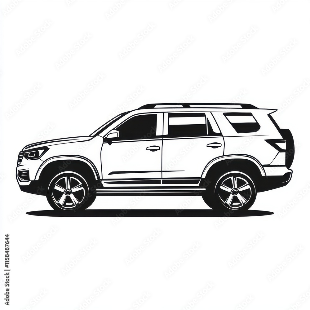 Fototapeta premium Stylish white SUV in a sleek side profile design, showcasing modern curves and sporty wheels.