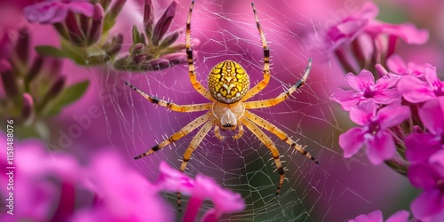 Yellow garden spider frequently creates its intricate webs nestled among vibrant pink phlox flowers, showcasing the remarkable beauty of nature and the unique habitat of the yellow garden spider.