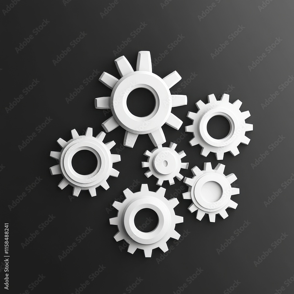 A set of white gears arranged on a dark surface, symbolizing teamwork and collaboration in engineering. A set of white gears arranged on a dark surface, symbolizing teamwork and collaboration in engineering.