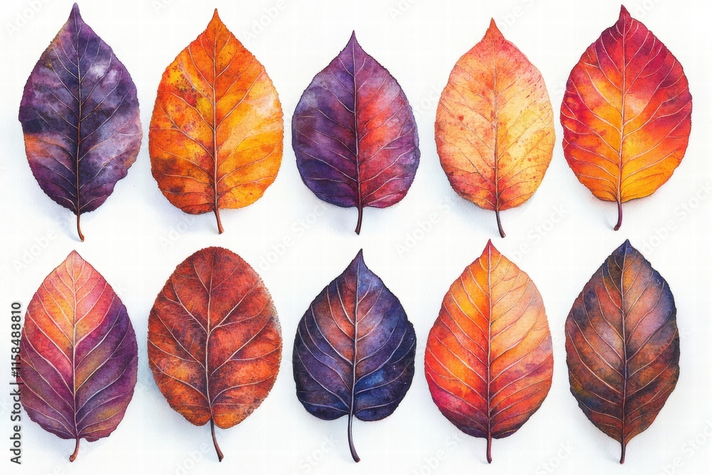 Obraz premium Watercolor Autumn Leaves Collection