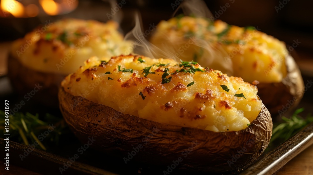Delicious and fragrant, this hot baked potato boasts a lovely ruddy hue, perfect for those who crave a tasty treat. The enticing aroma of this baked potato adds to its appeal. Delicious and fragrant, this hot baked potato boasts a lovely ruddy hue, perfect for those who crave a tasty treat. The enticing aroma of this baked potato adds to its appeal.
