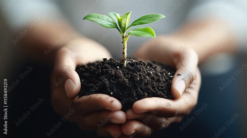 Hands Holding a Young Sprout Hands Holding a Young Sprout