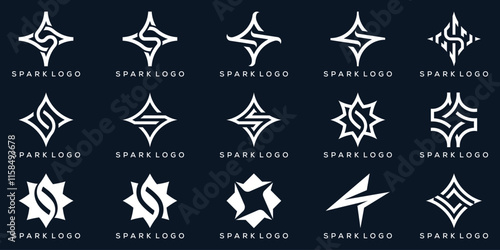 collection of letter S spark star logo design graphic vector