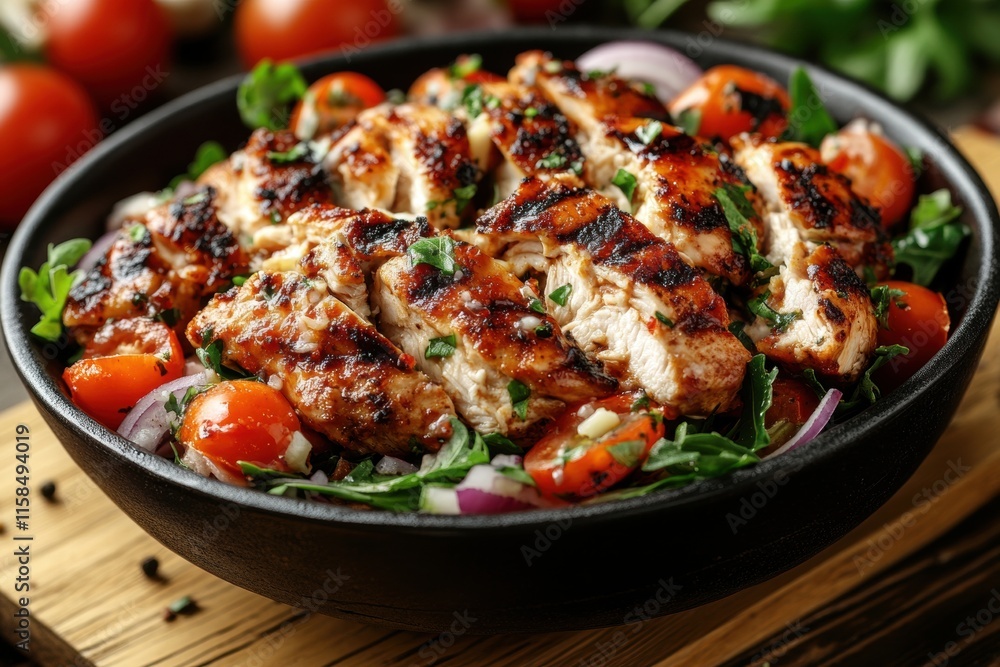 Grilled Chicken Salad with Cherry Tomatoes and Red Onion Grilled Chicken Salad with Cherry Tomatoes and Red Onion