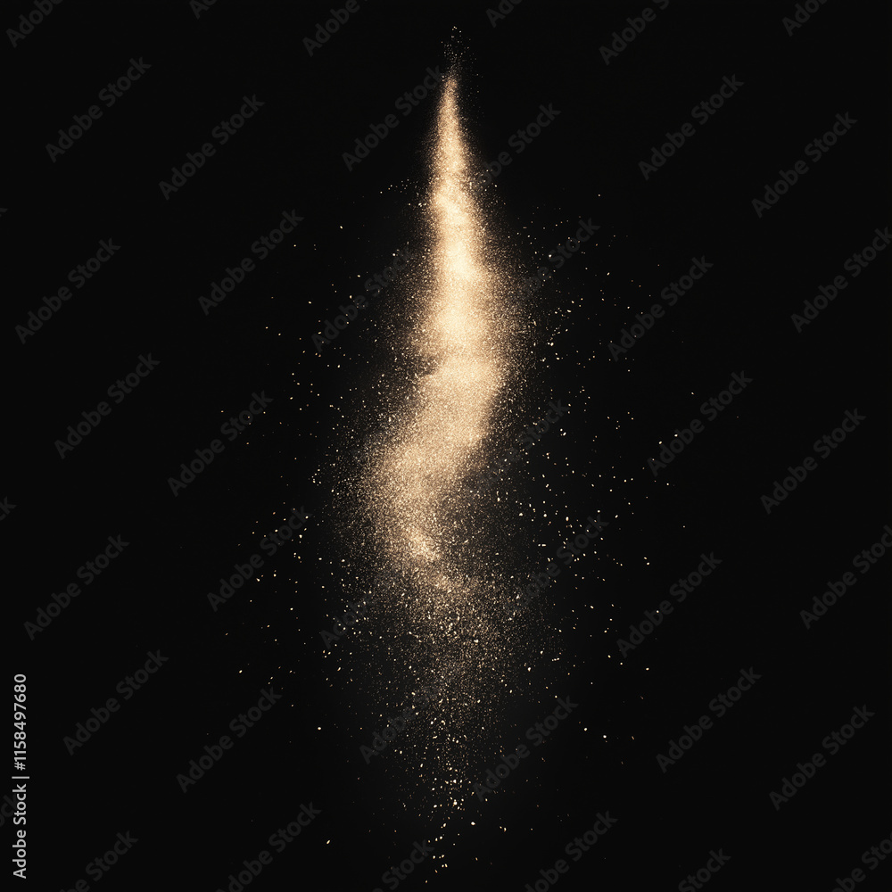 A single, sparkling firework against a black background. The sparks should be in the shape of an explosion or burst, with some glowing particles scattered around it. It is centered A single, sparkling firework against a black background. The sparks should be in the shape of an explosion or burst, with some glowing particles scattered around it. It is centered