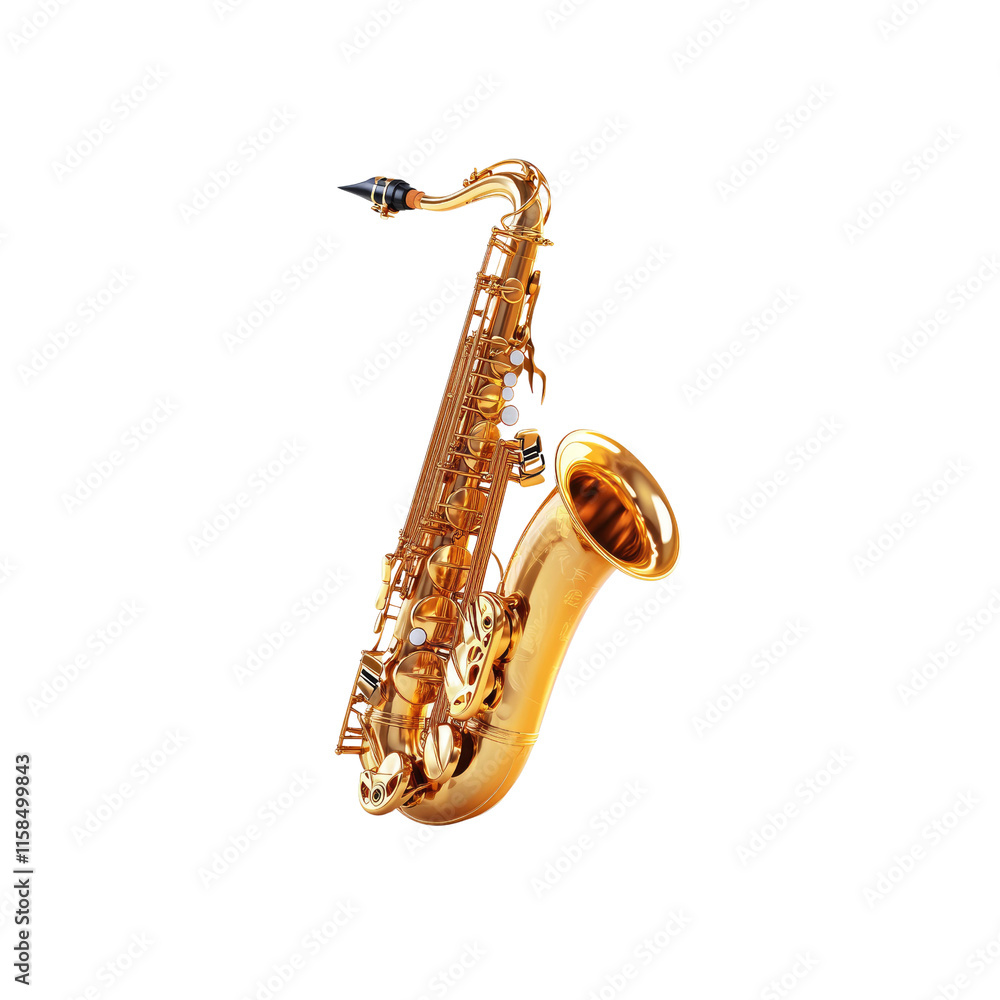 Naklejka premium Golden Tenor Saxophone Isolated on White Background