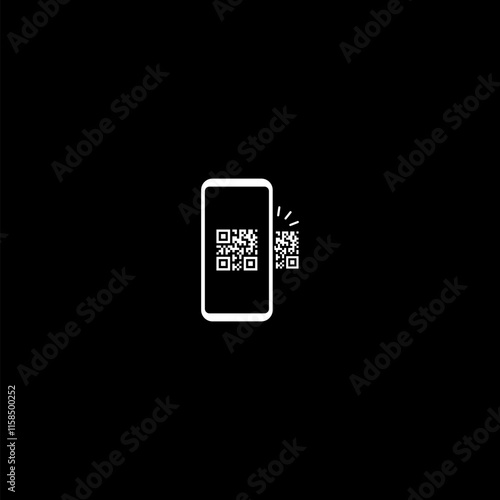 Scan qr code with smartphone icon isolated on dark background