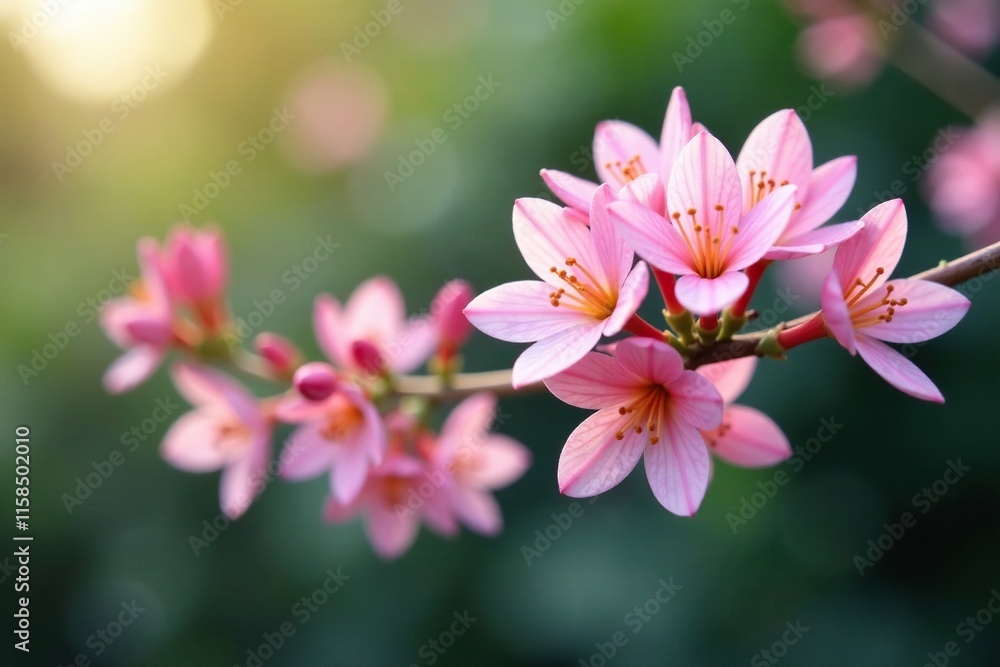 small pink flowers with delicate petals swaying in the breeze, airy, flowers on string, botanical small pink flowers with delicate petals swaying in the breeze, airy, flowers on string, botanical