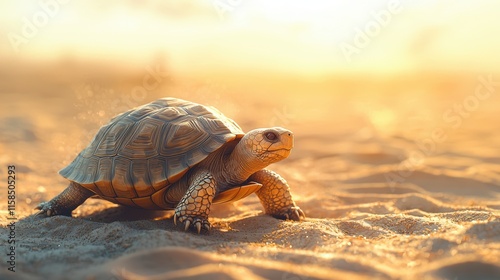 Golden Hour Tortoise: A Desert Sunset Journey