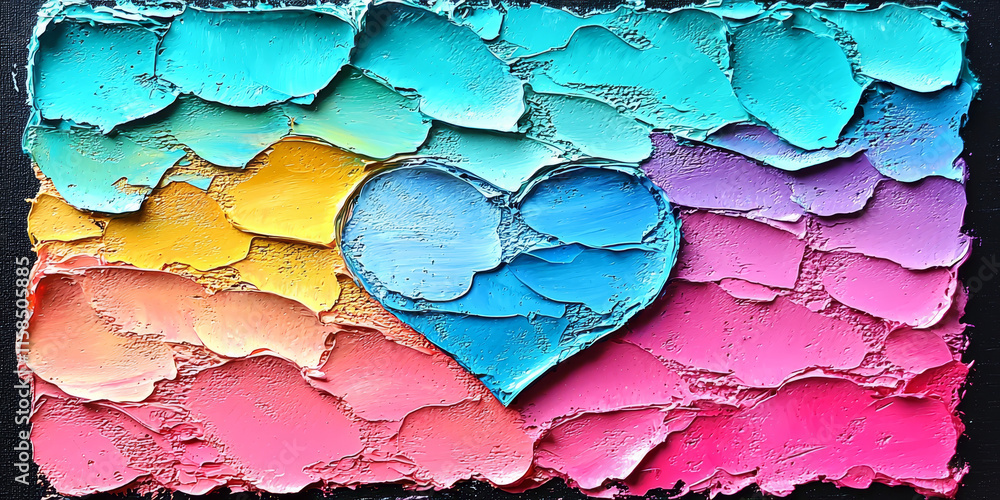 Colorful Heart Painting on Canvas Colorful Heart Painting on Canvas