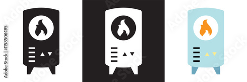 Gas boiler icon. Heater vector . Boiling sign business concept. Vector illustration. isolated on white and black background. EPS 10