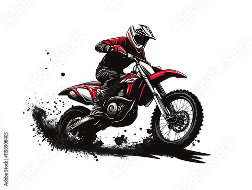 Bikerman ride a motorcycle racing motorcross dirtbike for T-shirt design svg .png transparent background
