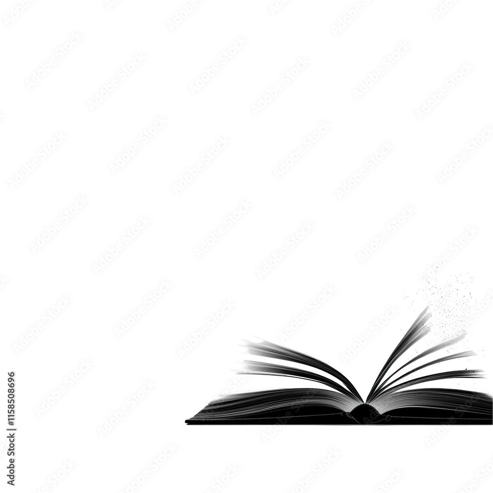 Open book illustration with transparent background for education learning and creative projects