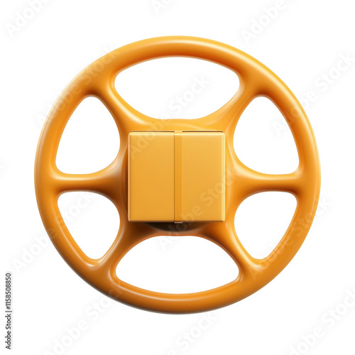 Driving action with steering wheel art illustration transparent background for creative design photo