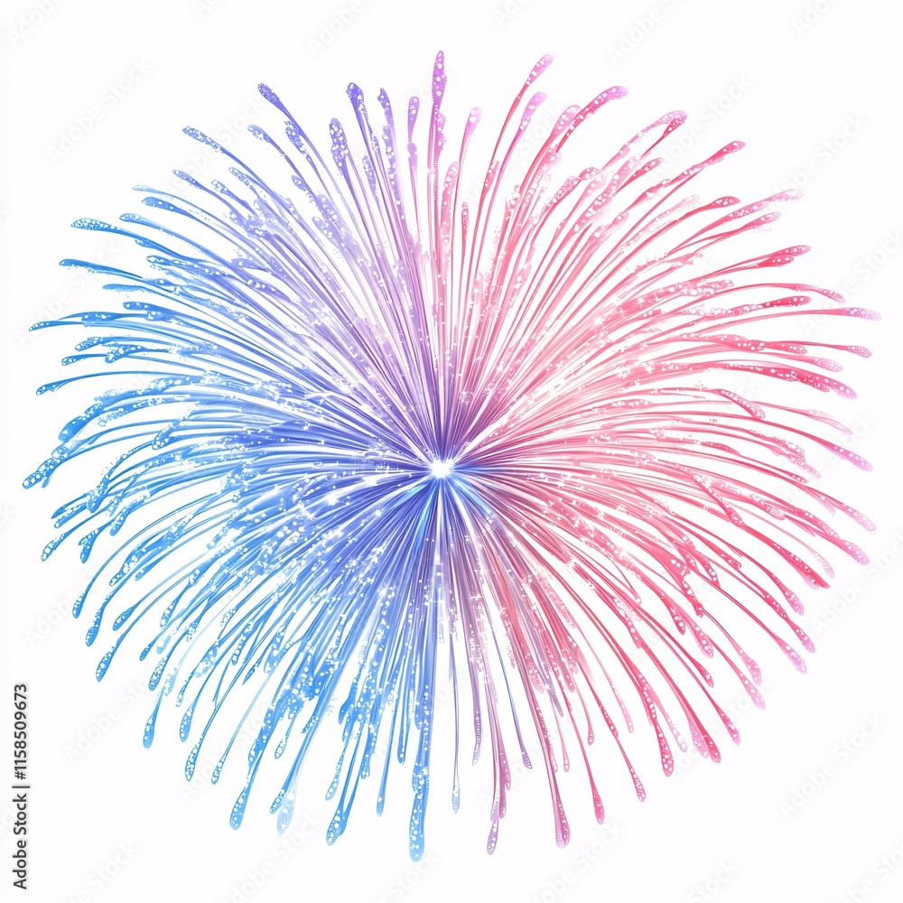 Obraz premium A single firework burst in pastel gradients on a solid white background