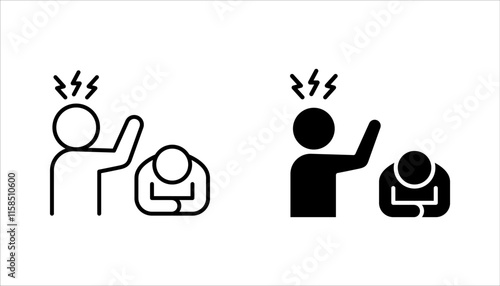 Angry person icon set. Frustration, burnout, furious. vector illustration on white background