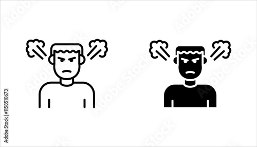 Angry person icon set. Frustration, burnout, furious. vector illustration on white background