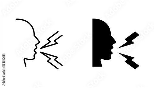 Angry person icon set. Frustration, burnout, furious. vector illustration on white background