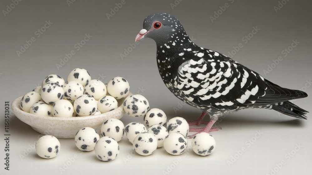 Spotted Pigeon and Speckled Eggs Spotted Pigeon and Speckled Eggs