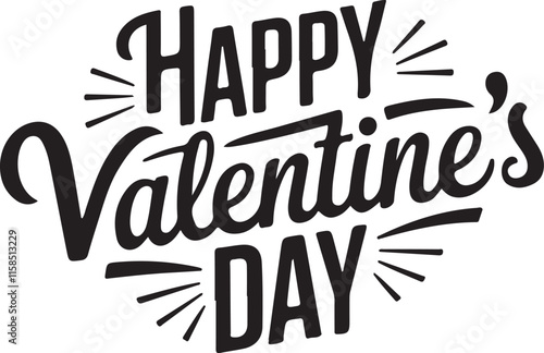 Happy Valentine's Day vector lettering inscription. handwriting Happy Valentine's Day text isolated on a white background.  Happy Valentine's Day typography illustration sticker.